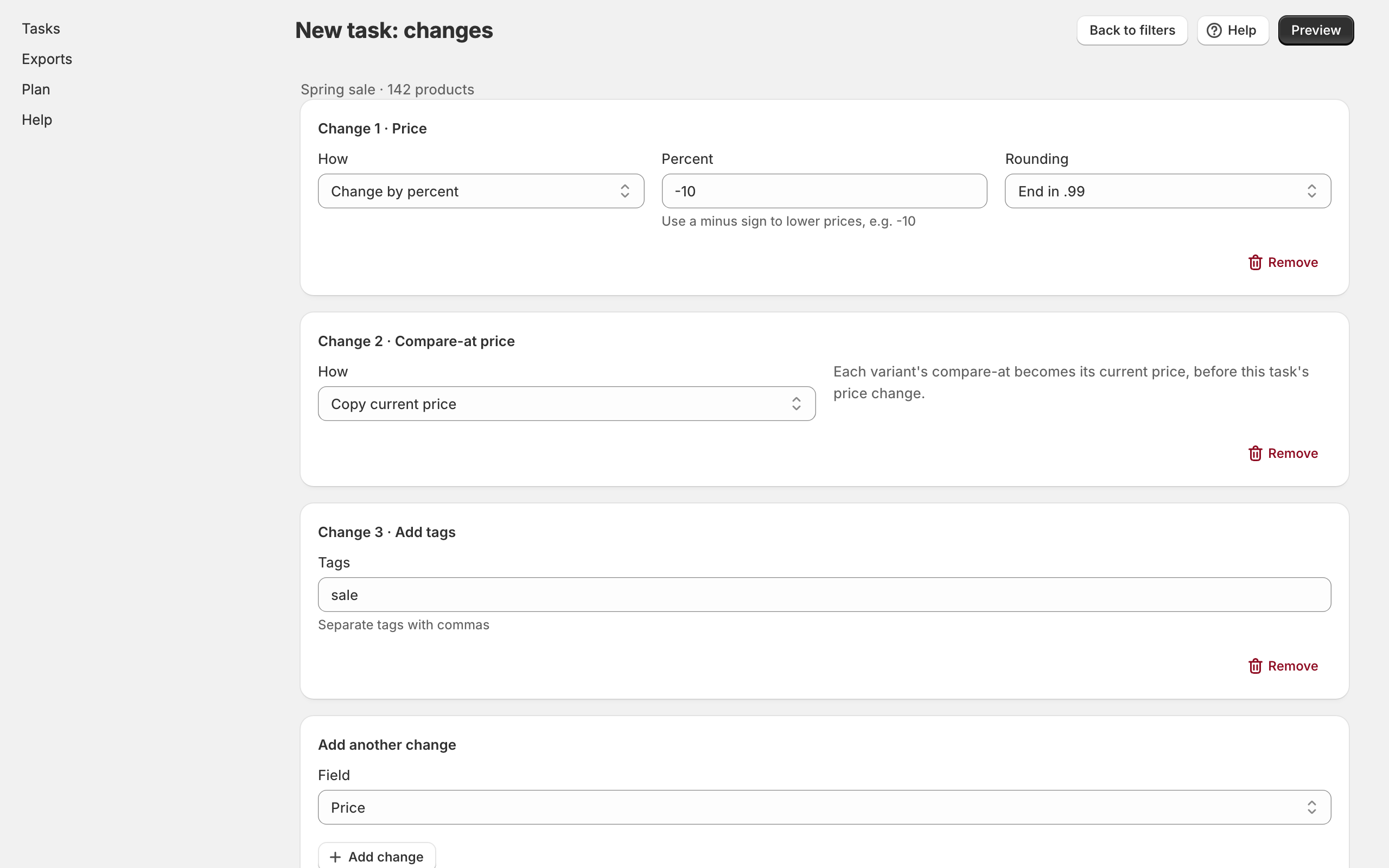 Several changes in one task